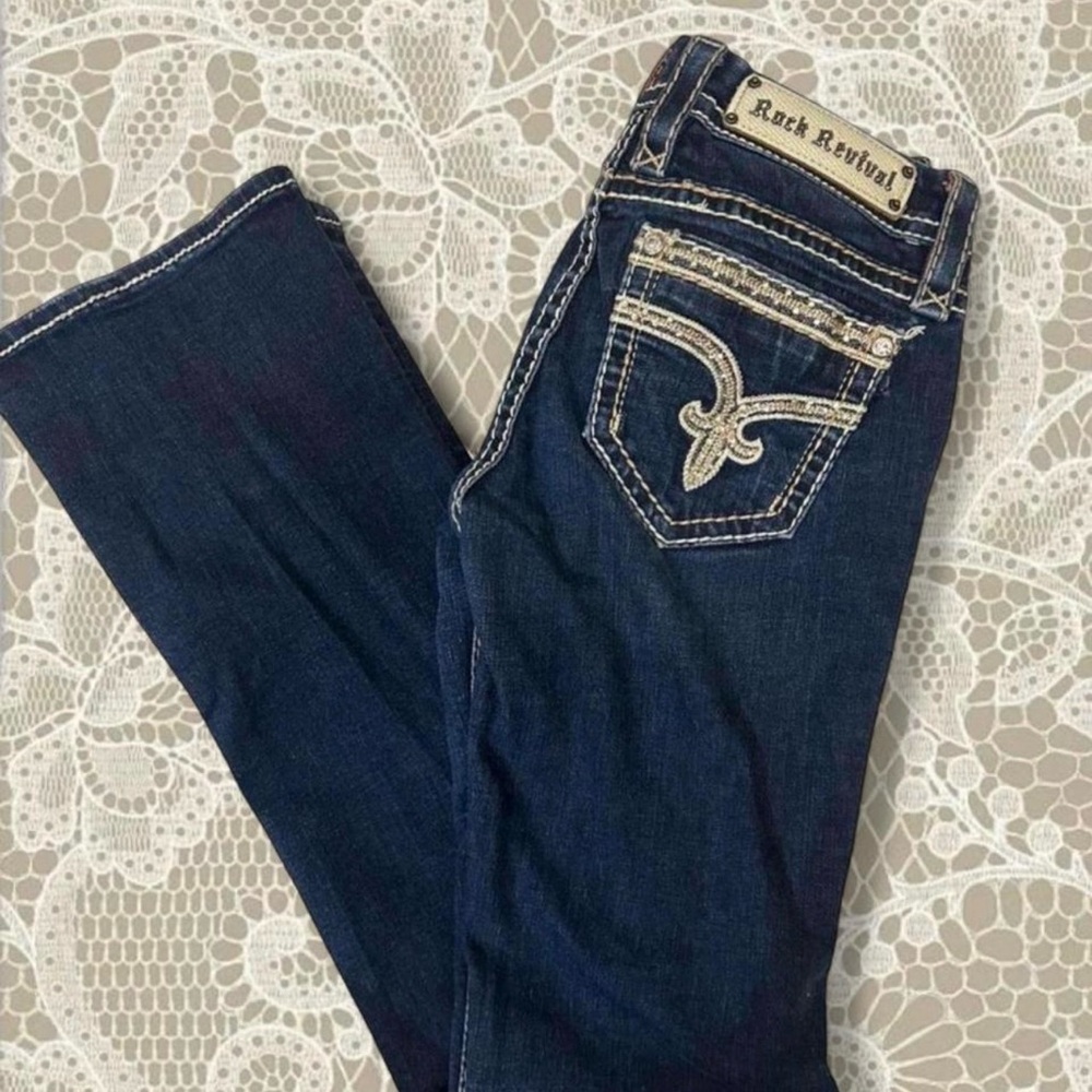 Stunning Vintage 2000s Rock Revival Bootcut Sherry Jeans <33